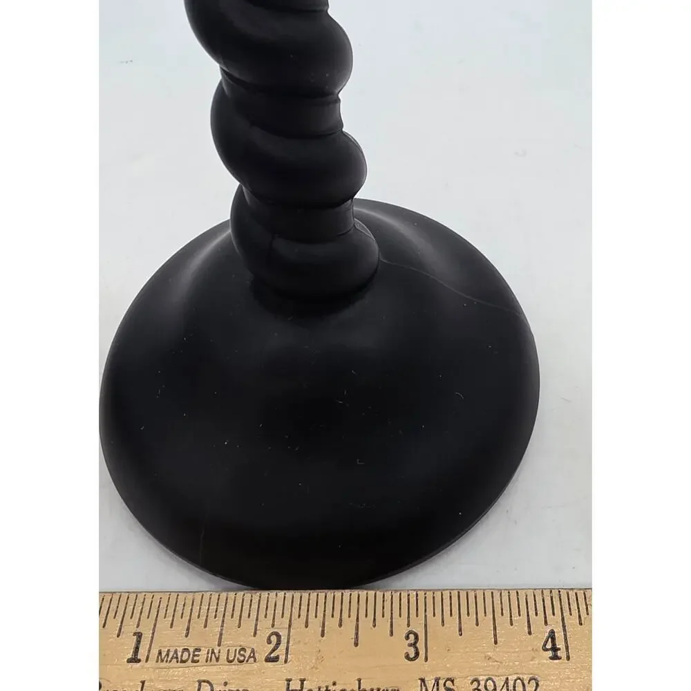 PAIR TIFFIN SATIN EBONY TWIST CANDLESTICKS TAPER 8 1/4